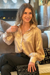 Glimmer Long Sleeve Blouse : Gold