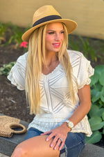 Pasadena Knitted V neck Top : Cream