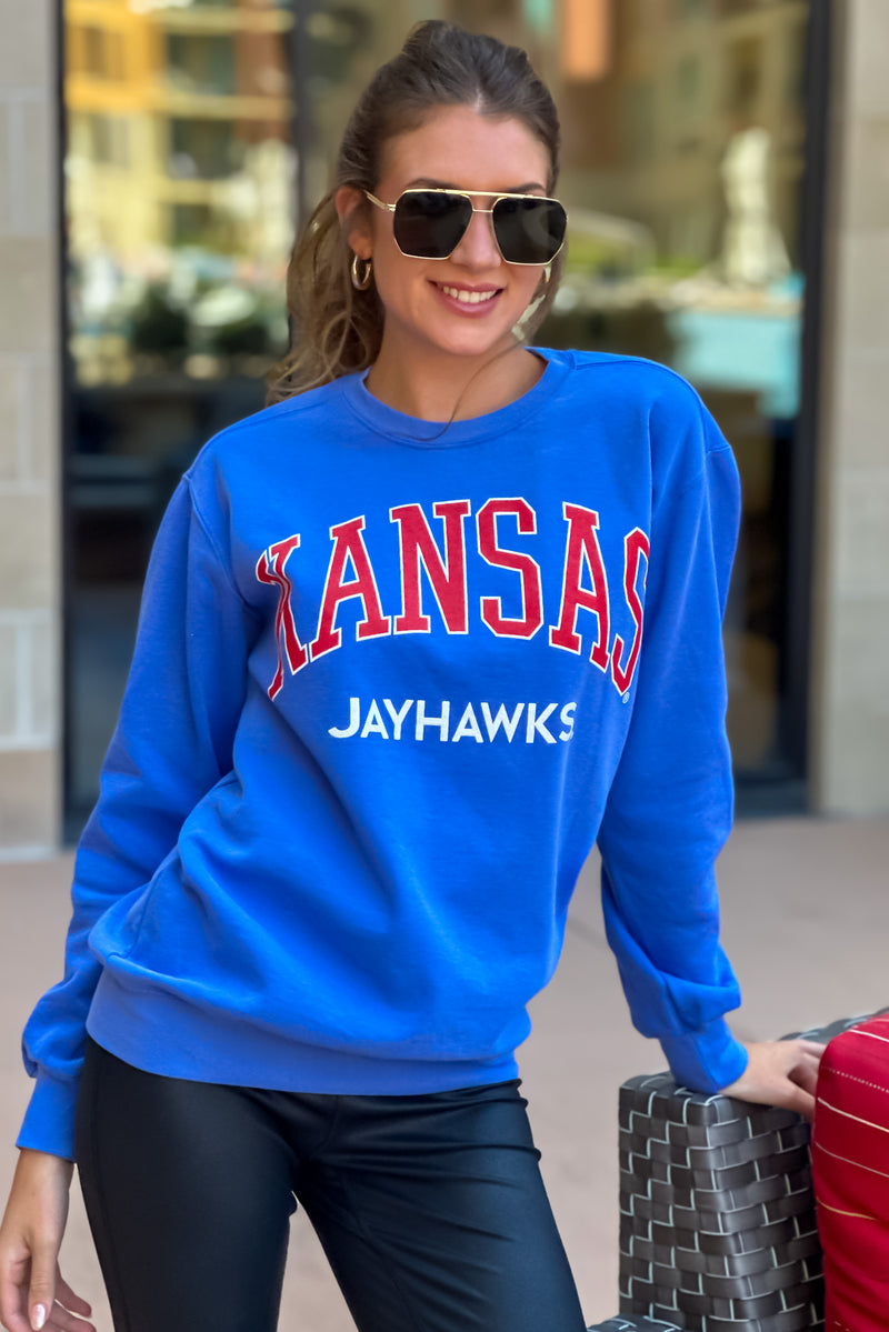 Kansas Jayhawks KU Flo Fill Sweatshirt : Blue