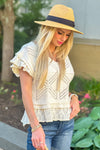 Pasadena Knitted V neck Top : Cream