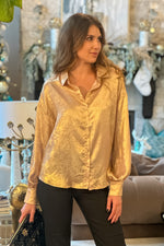 Glimmer Long Sleeve Blouse : Gold