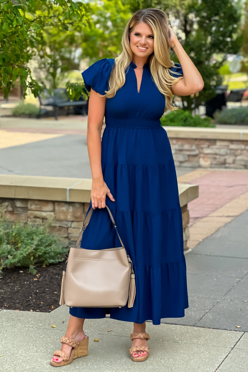 Blakely Tiered Dress : Navy