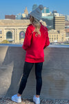 Lula Fleece Embroidered KC Snap Pullover : Red