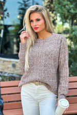 Up For Adventure Crew Neck Cable Sweater : Brown