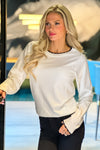 Calin Scalloped Edge Sweater : White