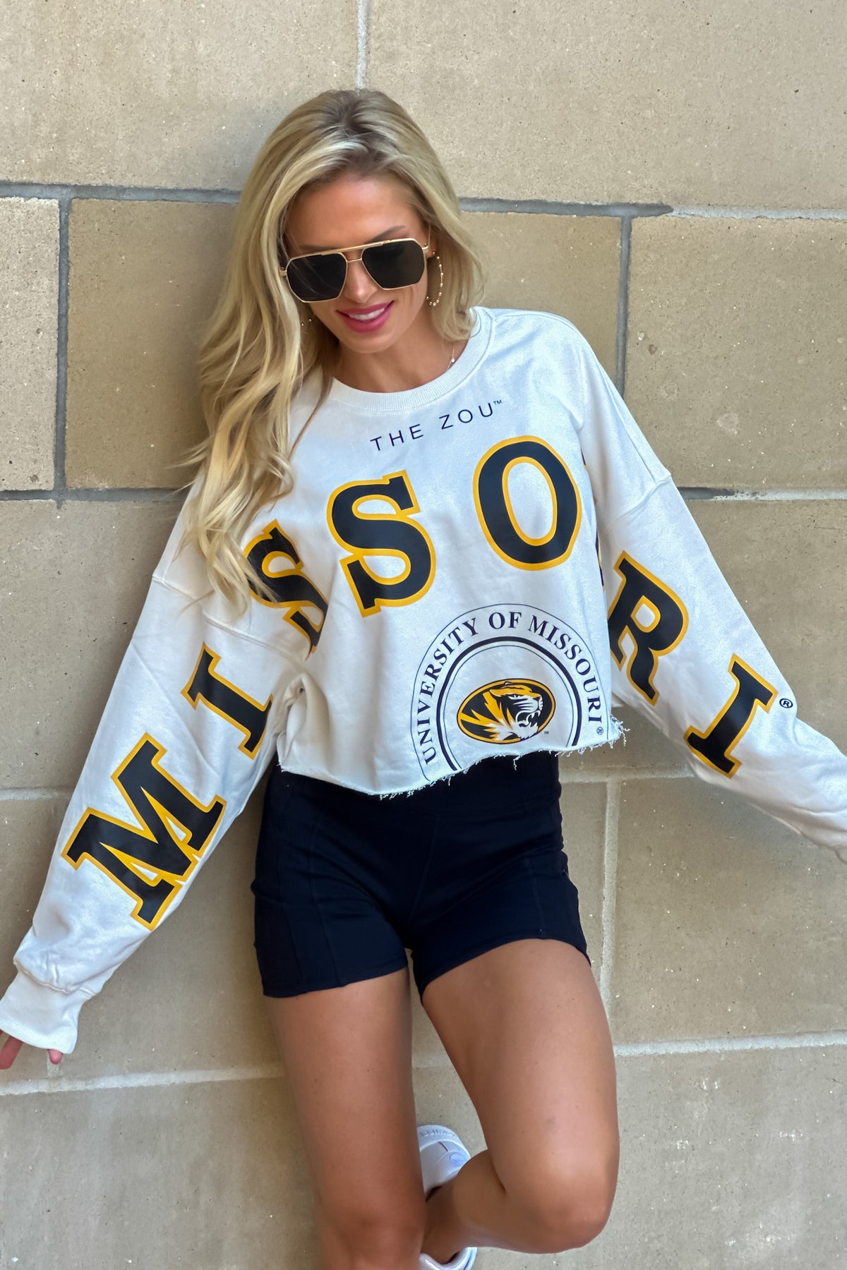 Mizzou Phipps Split Sleeve Top : White