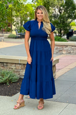 Blakely Tiered Dress : Navy