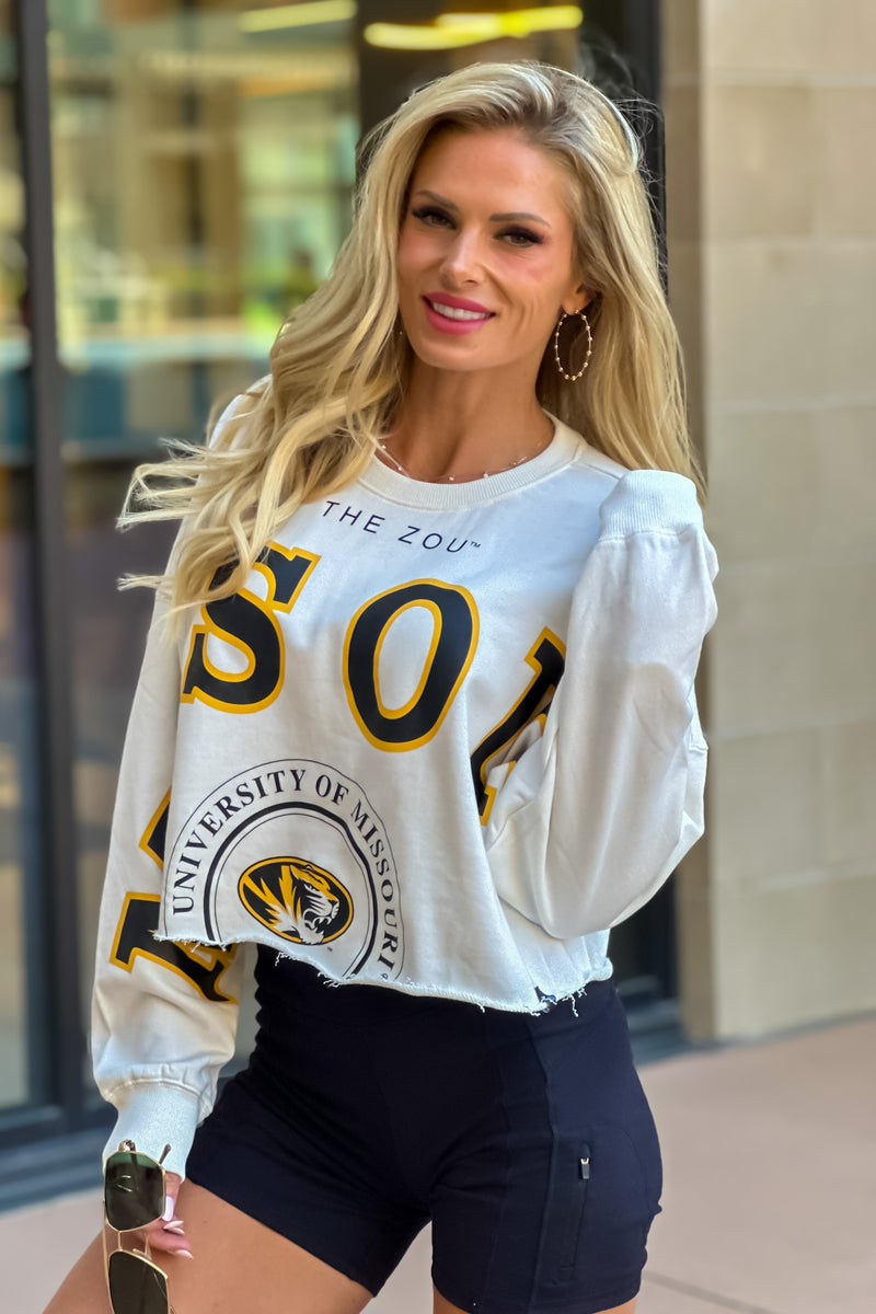 Mizzou Phipps Split Sleeve Top : White