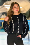 Posey Rickrack Retro Sweater : Black