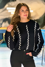 Posey Rickrack Retro Sweater : Black