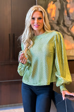 Fondue Event Shimmery Blouse : Olive