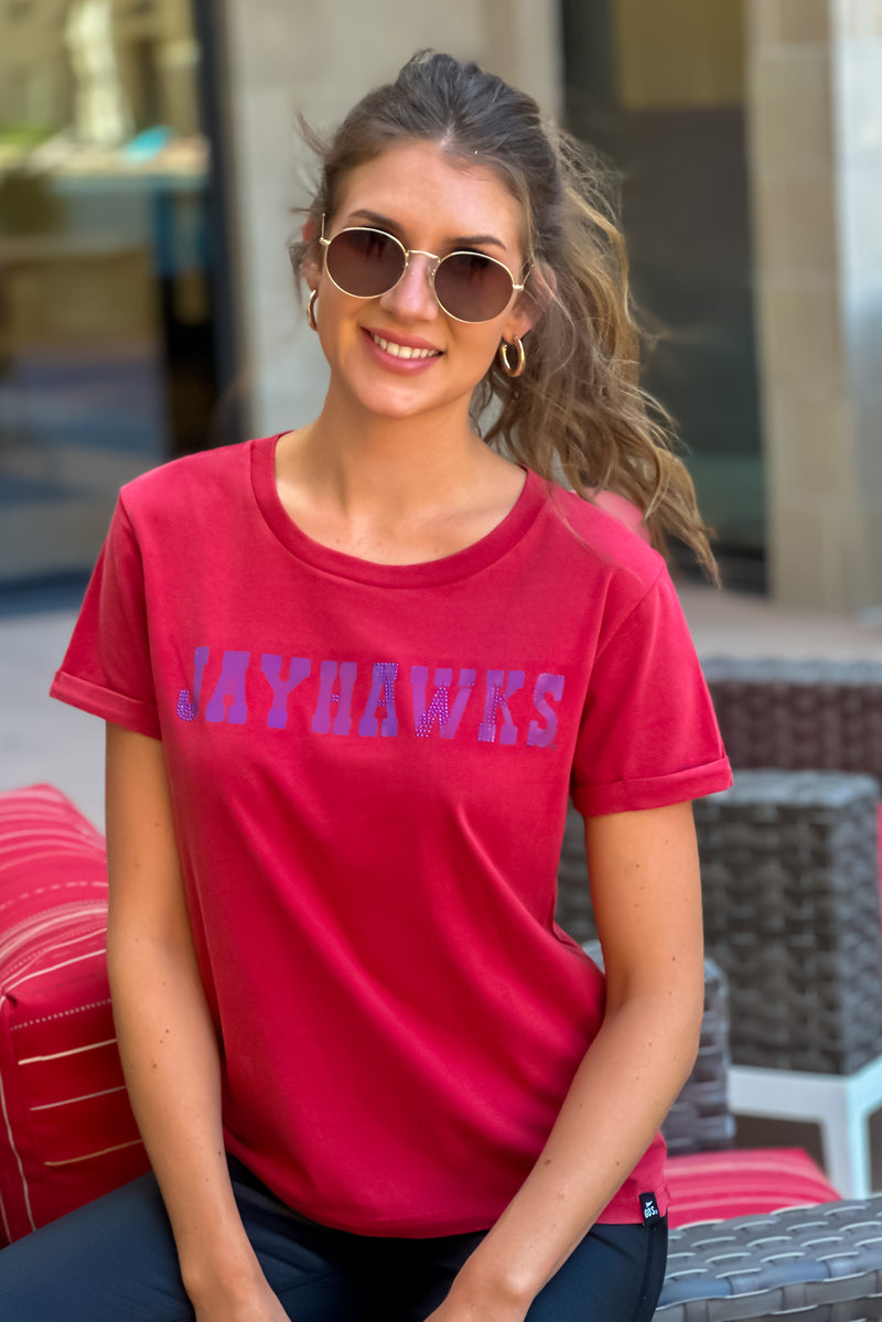KU Rhodes Rhinestone Tee : Red