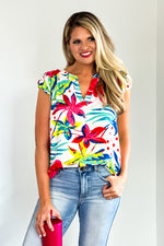 Tropical Stroll Blouse : Ivory Multi