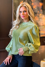 Fondue Event Shimmery Blouse : Olive