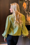 Fondue Event Shimmery Blouse : Olive