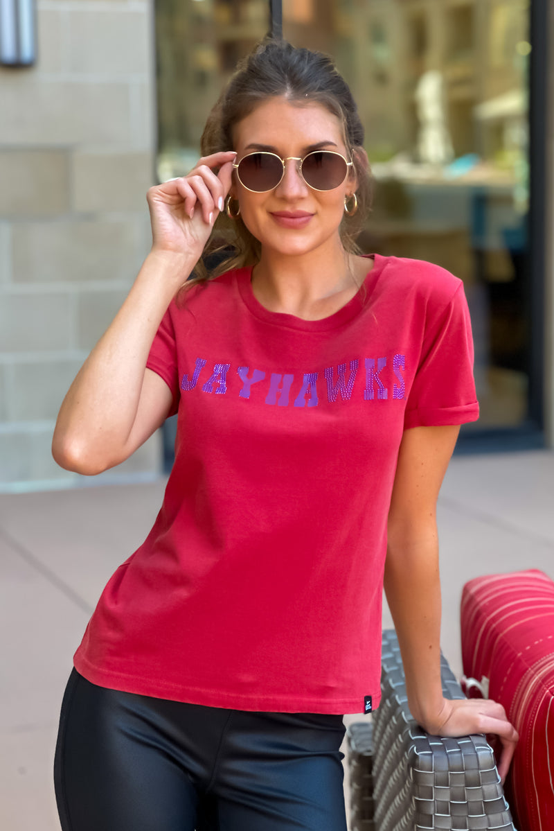 KU Rhodes Rhinestone Tee : Red