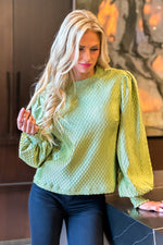 Fondue Event Shimmery Blouse : Olive