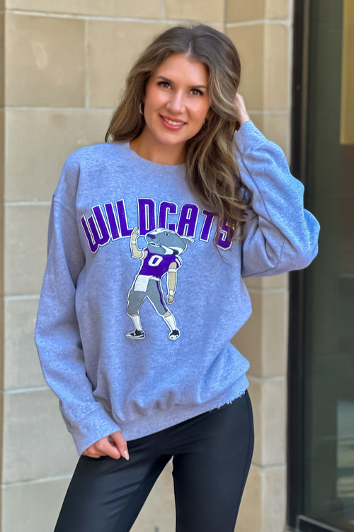 KSU Widlcats Mascot Sweatshirt : Gray