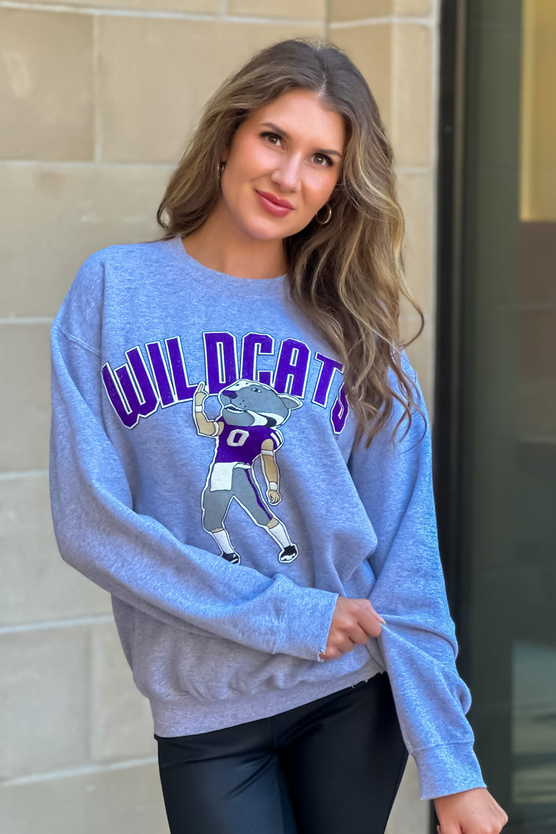 KSU Widlcats Mascot Sweatshirt : Gray