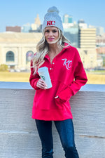 Lula Fleece Embroidered KC Snap Pullover : Red