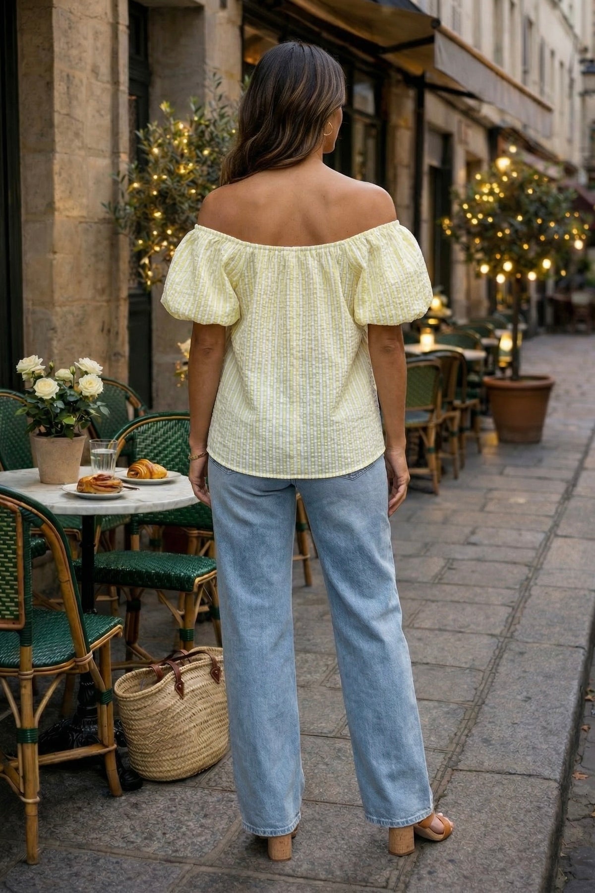 Lisa Short Sleeve Striped Top : Yellow