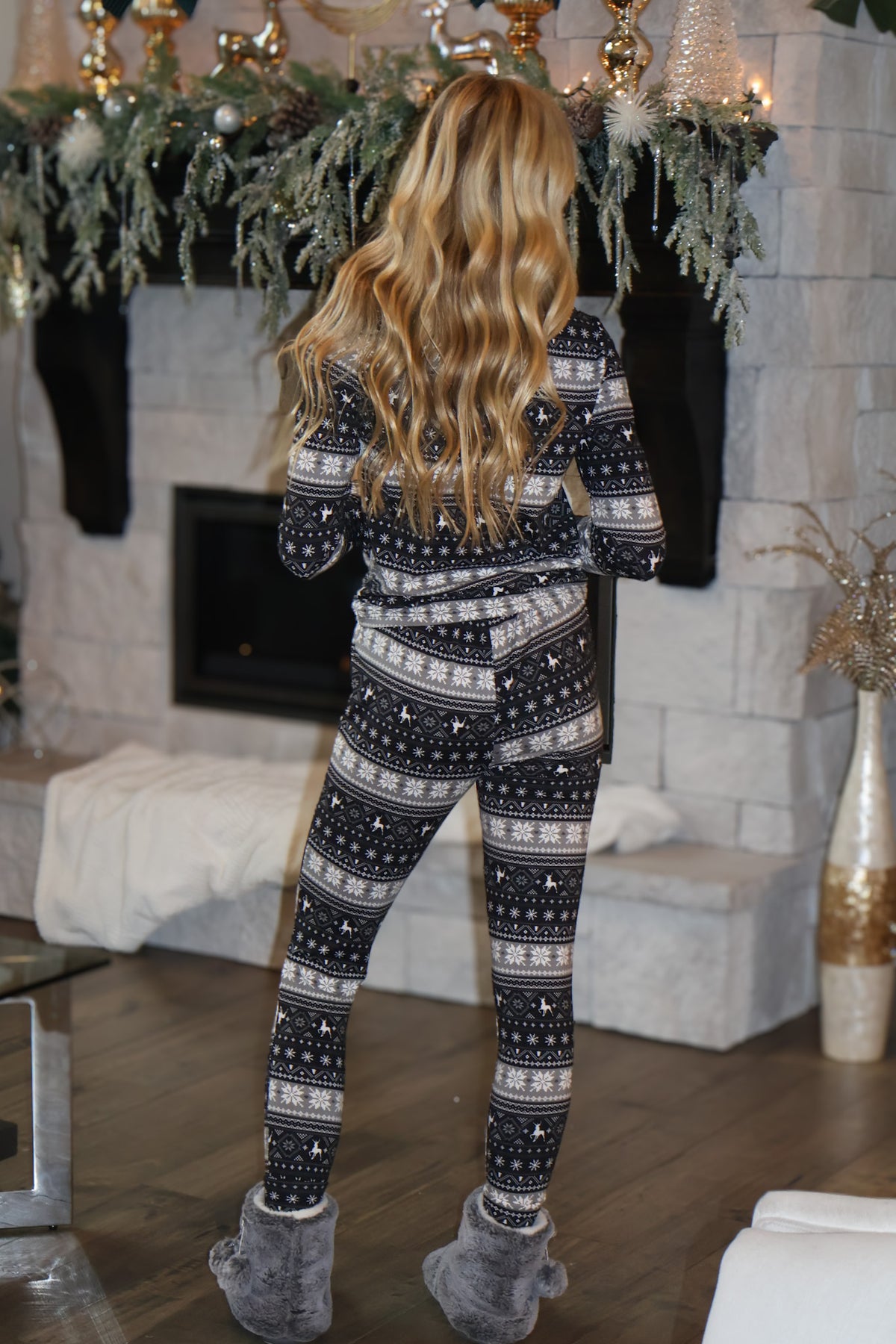Fairisle Soft Pajama Set : Black
