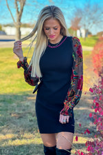 Milana Velvet Sleeve Sweater Dress : Black