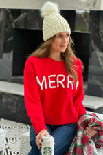 Merry Life Fluffy Patch Sweater : Red