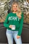 Merry Life Fluffy Patch Sweater : Green