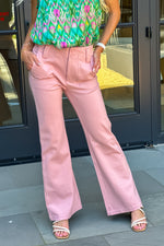 Haven Two Button Flare Pants : Blush Pink