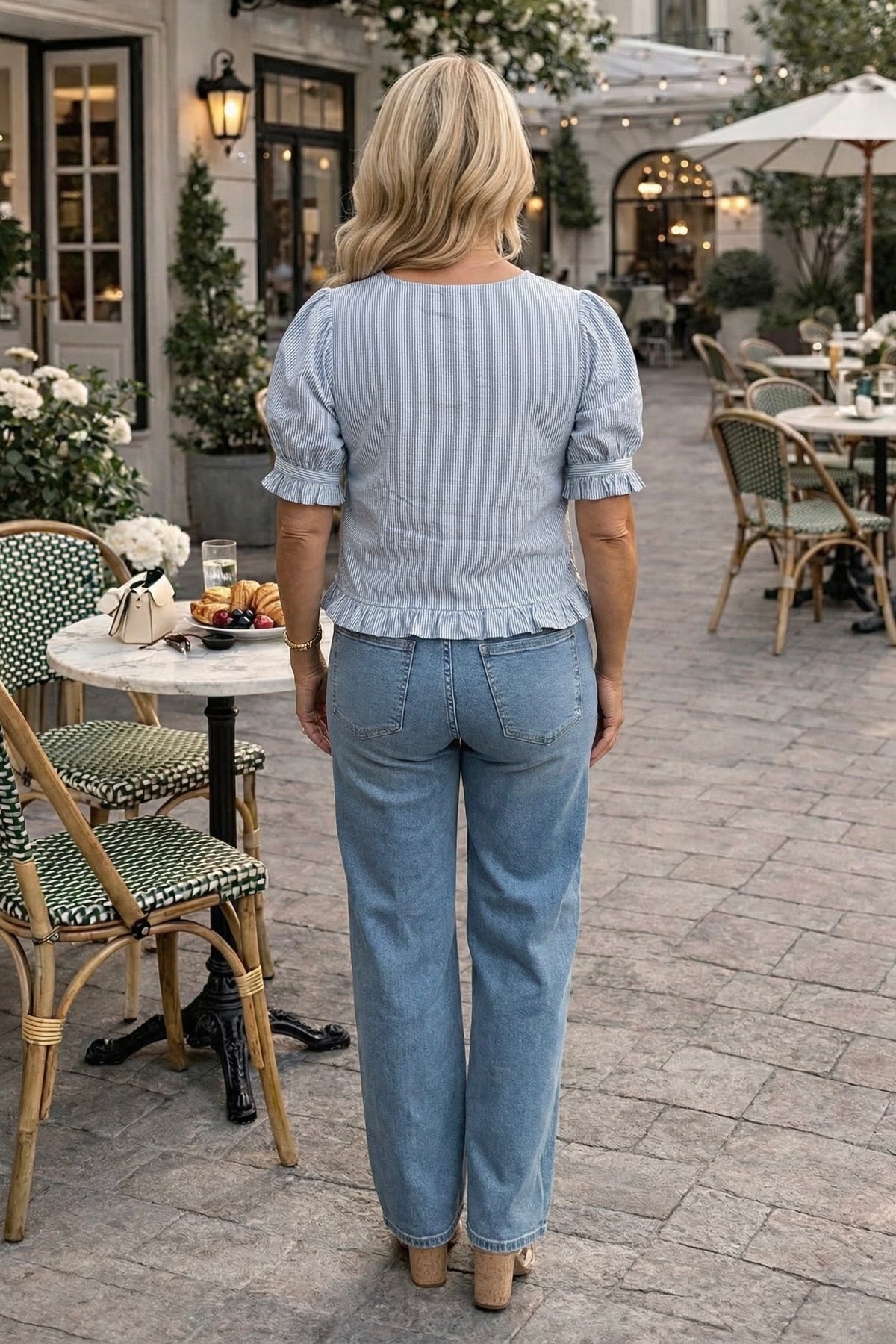 Marilla Ruffle Hem Blouse : Blue