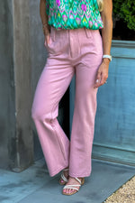 Haven Two Button Flare Pants : Blush Pink