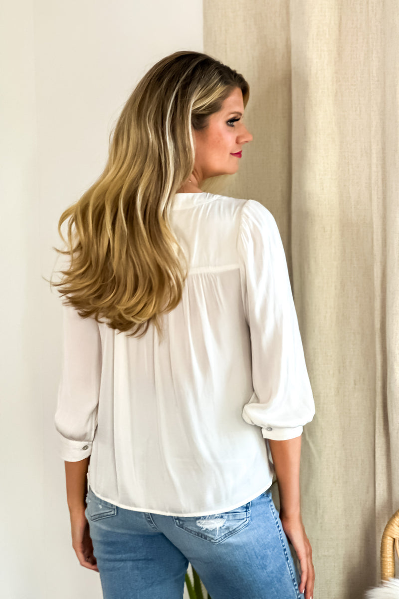 Annette Liverpool 3/4 Sleeve Blouse : Ivory