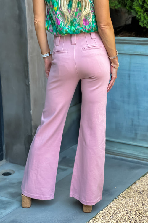 Haven Two Button Flare Pants : Blush Pink