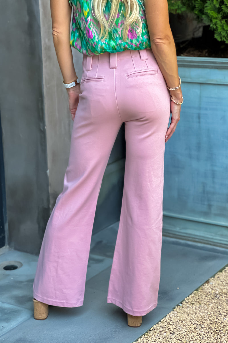 Haven Two Button Flare Pants : Blush Pink