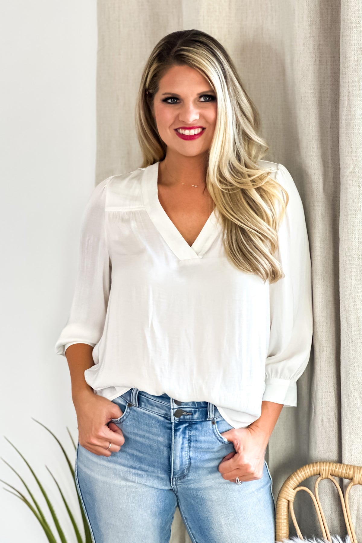 Annette Liverpool 3/4 Sleeve Blouse : Ivory