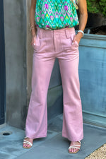 Haven Two Button Flare Pants : Blush Pink