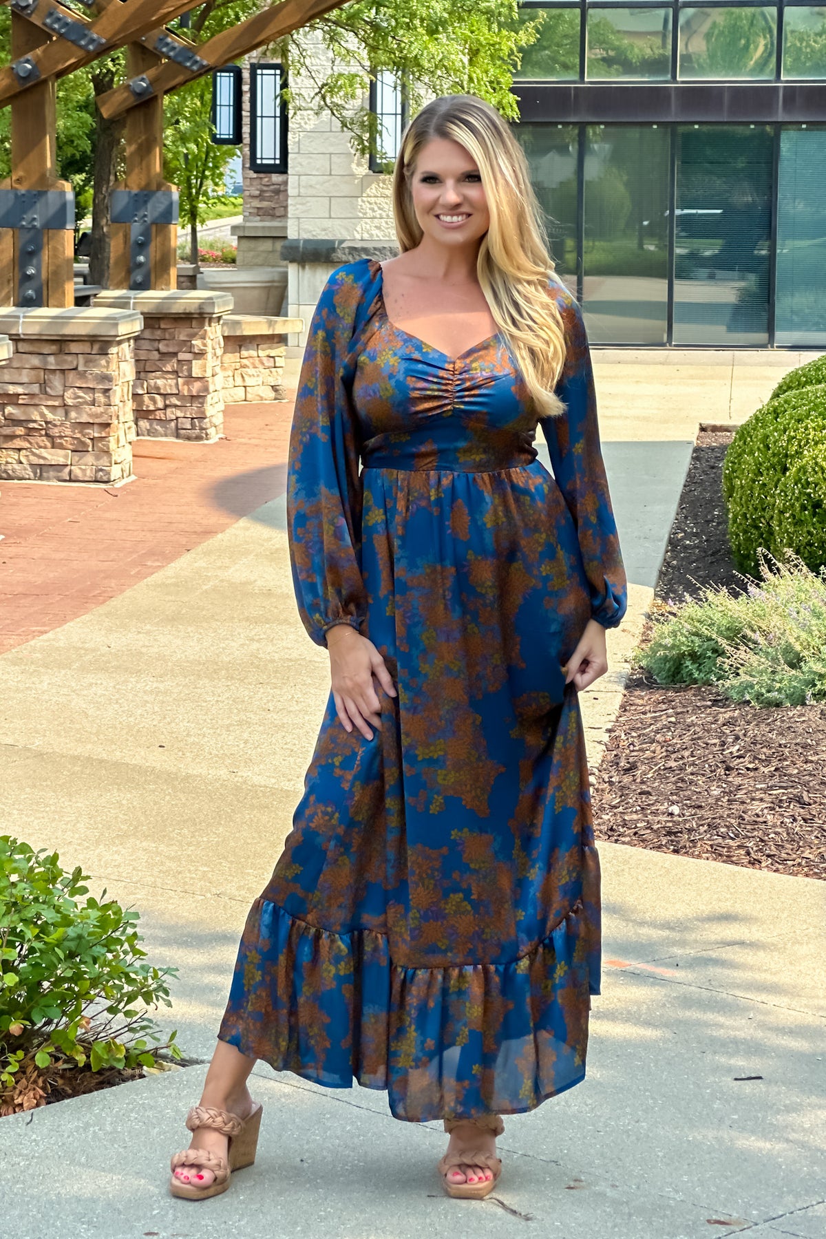 Naomi Long Sleeve Maxi Dress : Teal