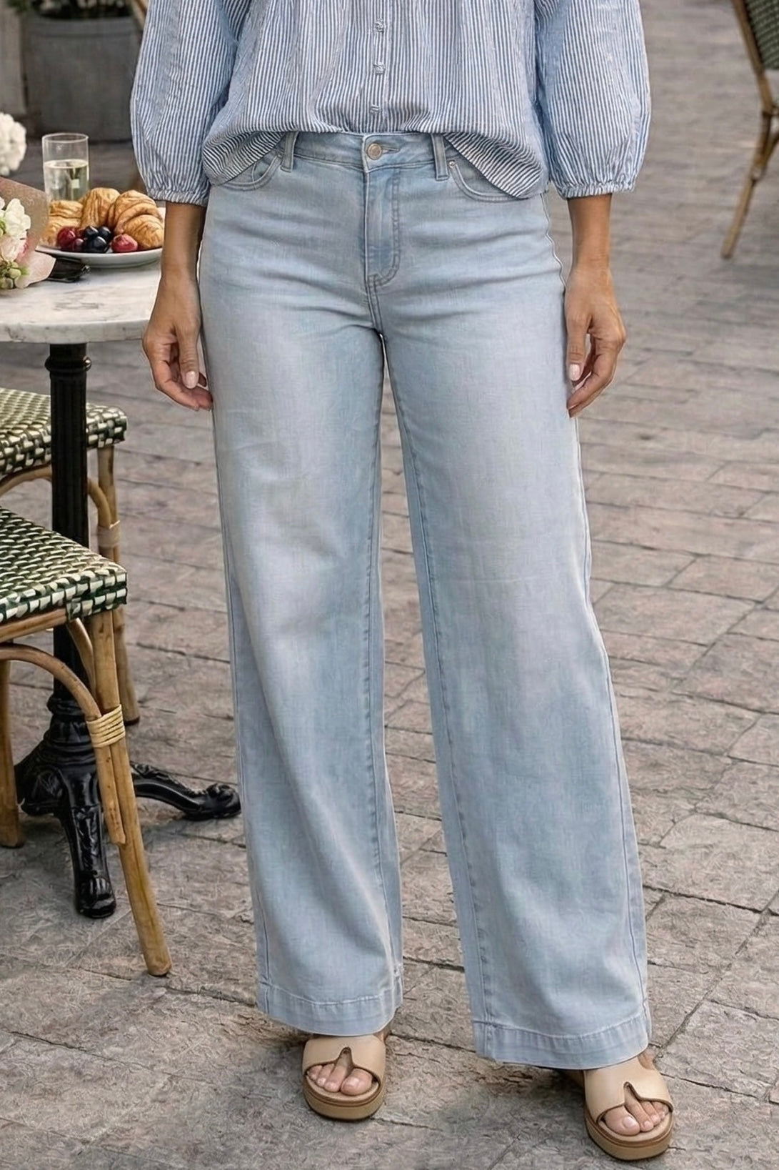 Tribal Ashley Hugging Flowy Wide Denim : BondiBeach