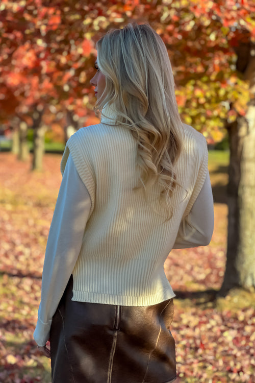 Simla Sleeveless Turtleneck Sweater Vest: Ivory