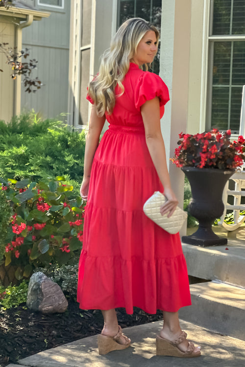 Blakely Tiered Dress : Red