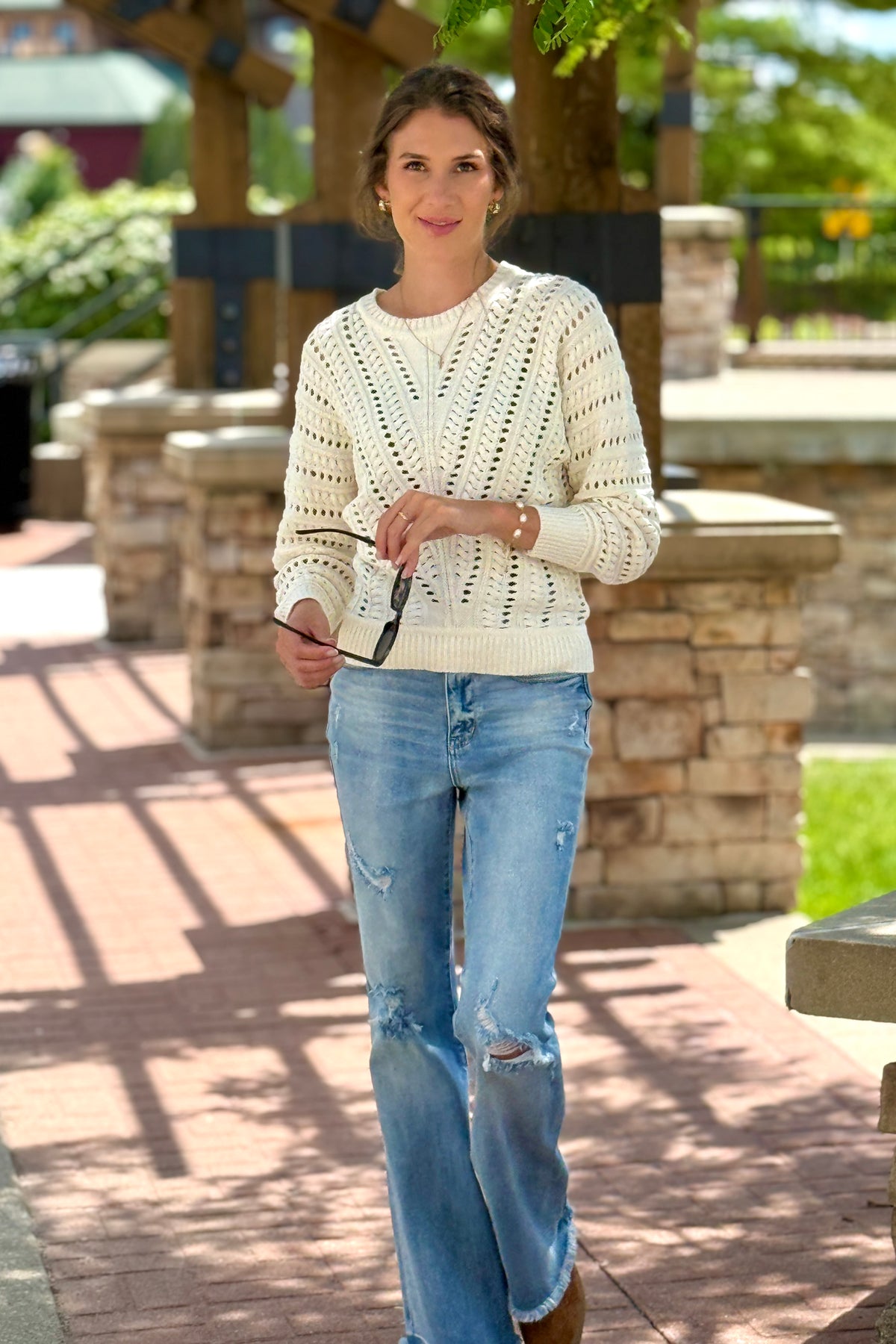Tribal Celestine Crew Neck Sweater : Eggshell