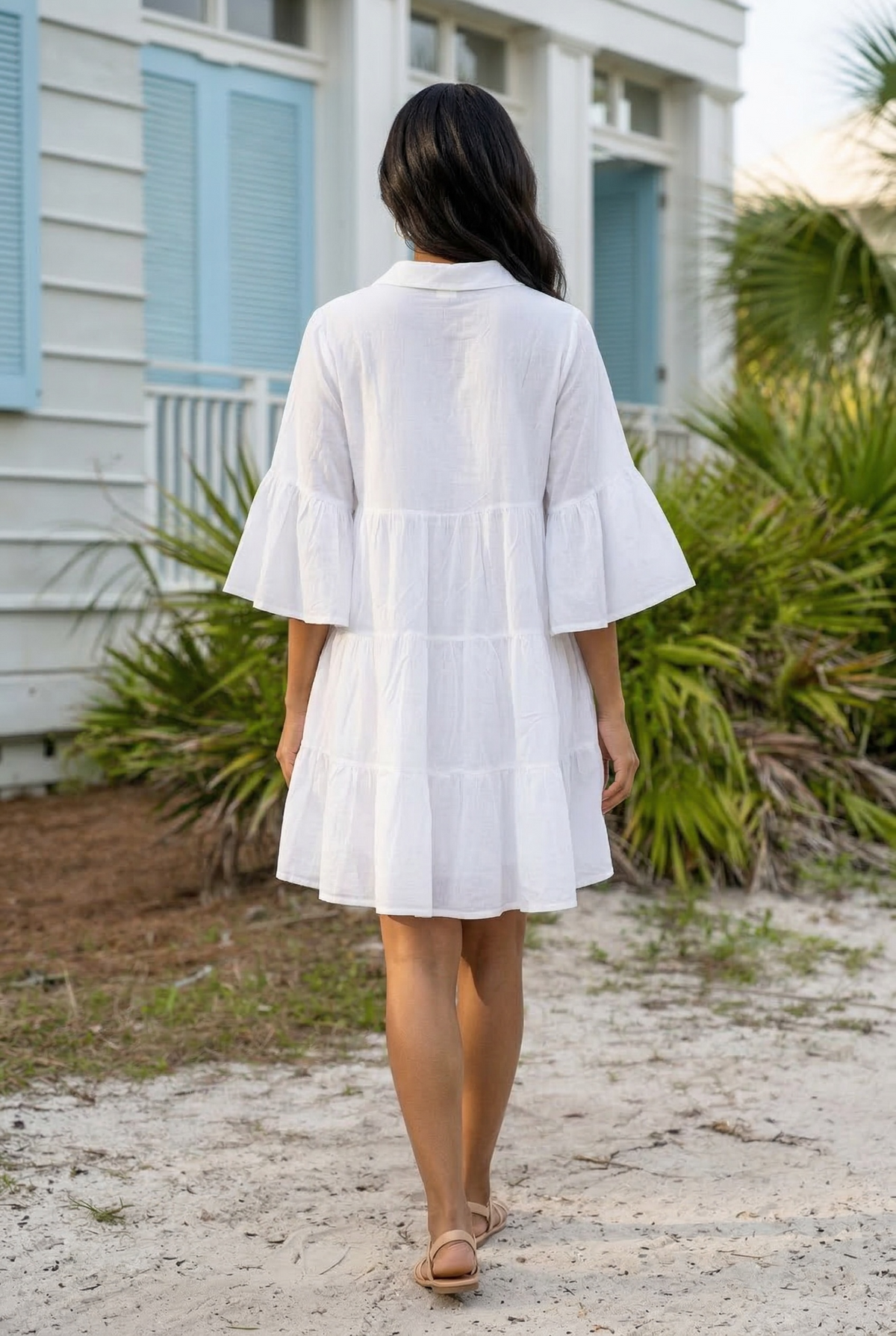 Faye Half Sleeve Woven Dress : Ivory