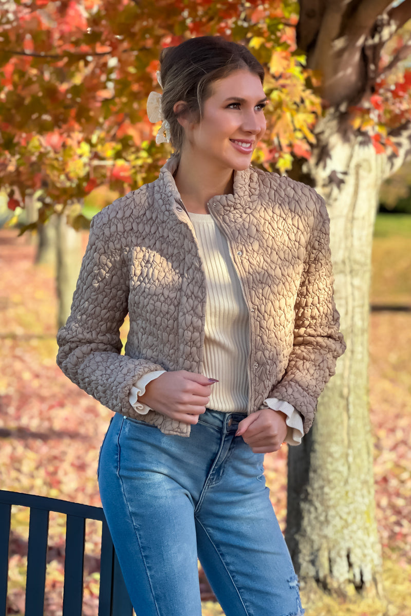 New England Quilted Puff Jacket - Taupe