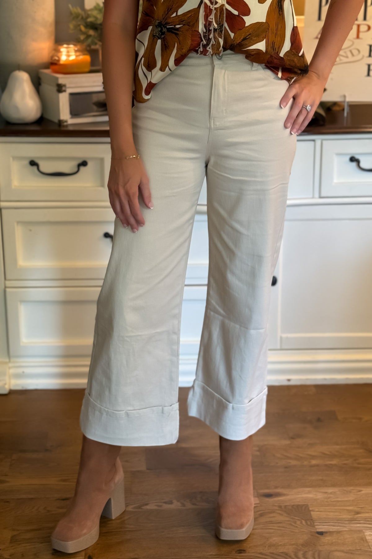 Madilyn Cuffed Wide Leg Pants ; Sand