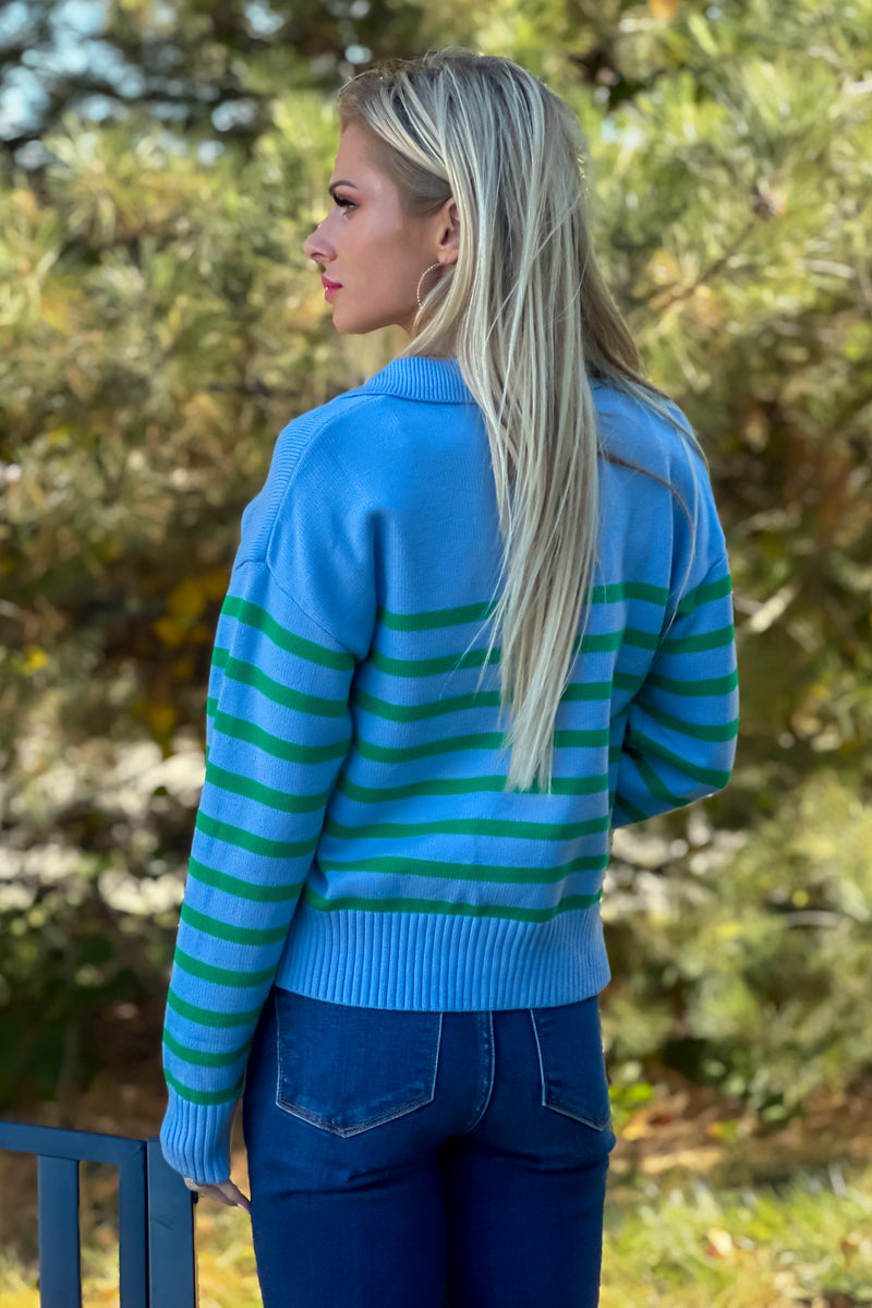 Hilde Relaxed Sweater : Sky/Green