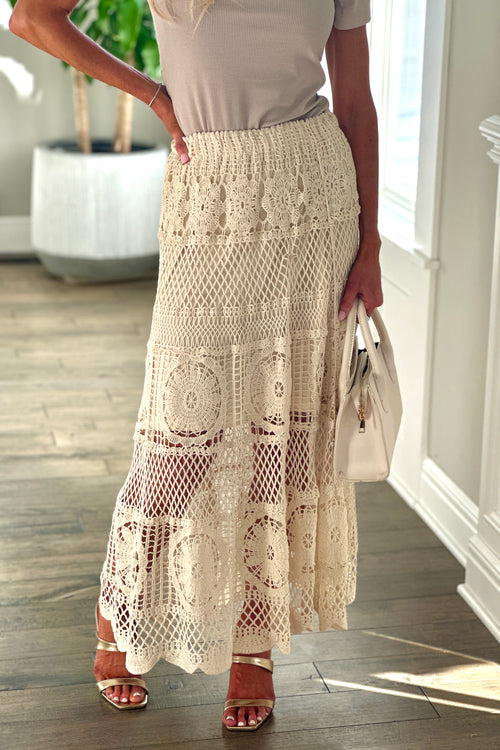 Cecily Crochet Maxi Skirt : Natural