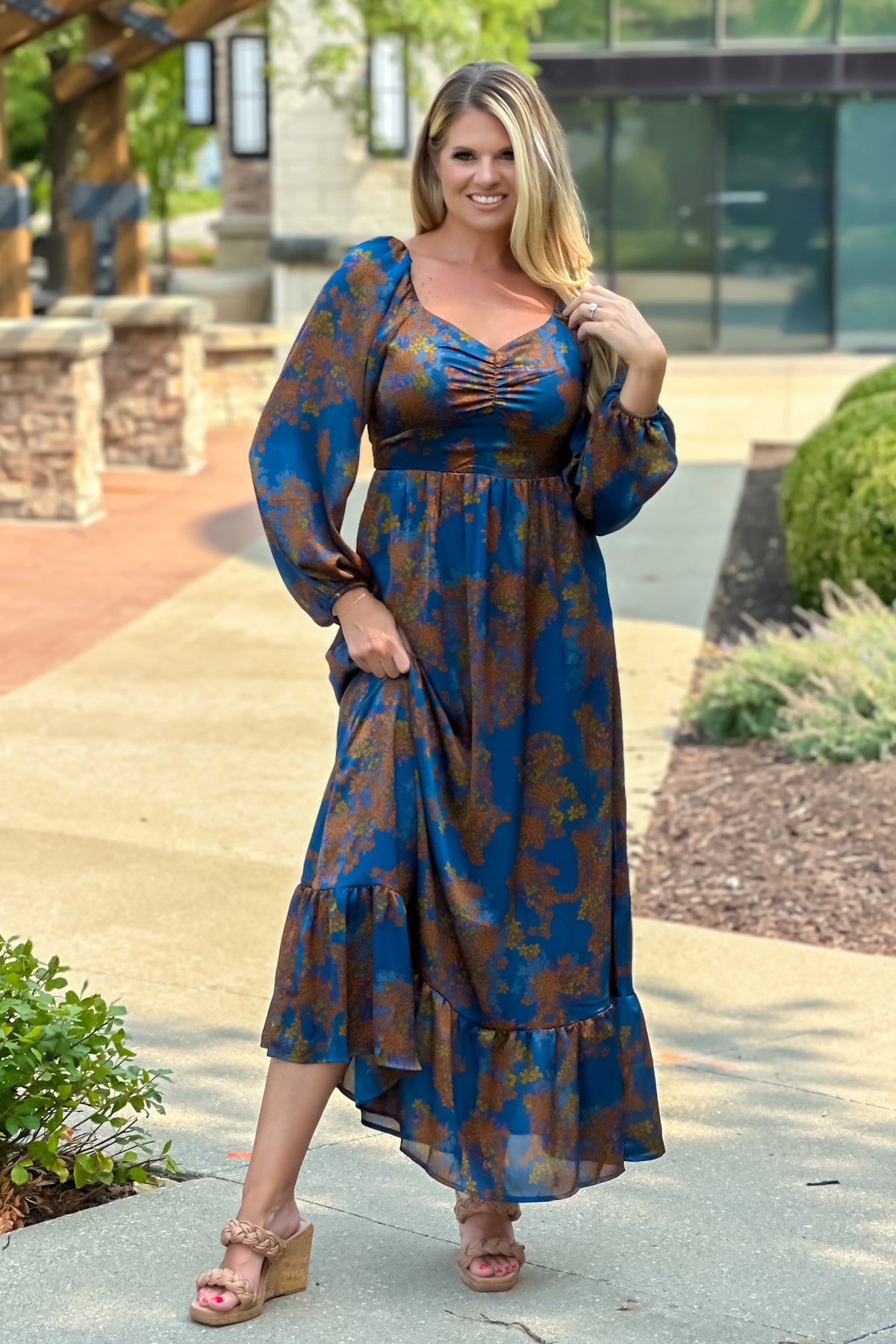 Naomi Long Sleeve Maxi Dress : Teal