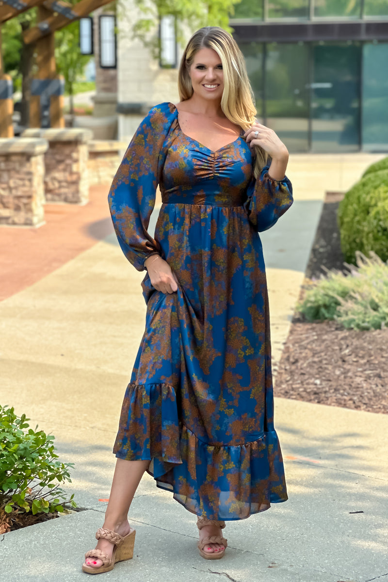 Naomi Long Sleeve Maxi Dress : Teal