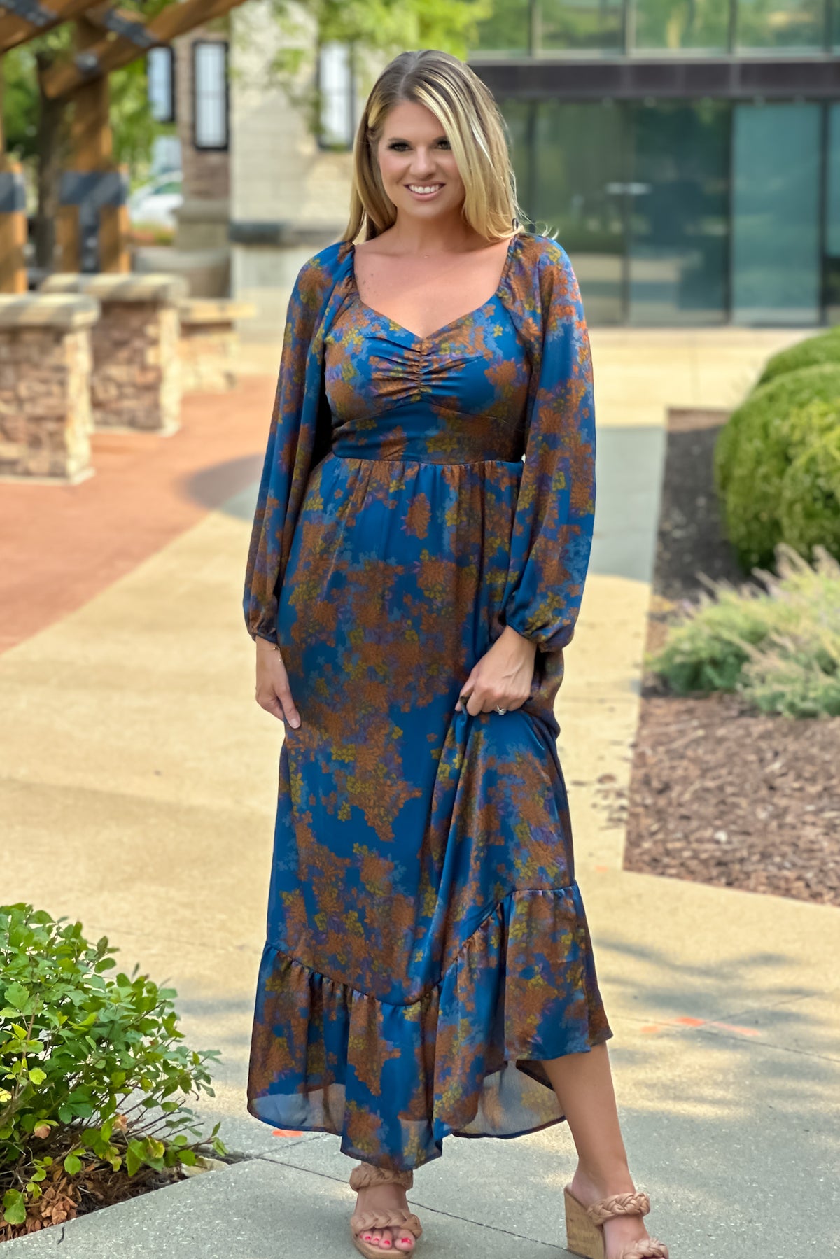 Naomi Long Sleeve Maxi Dress : Teal